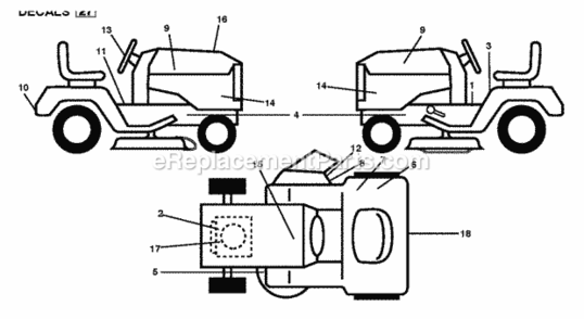 Decals Diagram and Parts List for LT2223A2 2012-02 Husqvarna Lawn Tractor