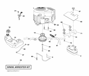 Engine Diagram and Parts List for LT2223A2 2012-02 Husqvarna Lawn Tractor