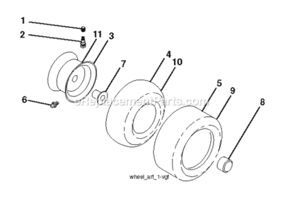 Wheels_Tires Diagram and Parts List for LT2227A2 2012-08 Husqvarna Lawn Tractor