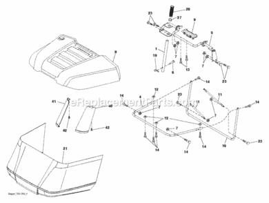Bagger Diagram and Parts List for LT2316CMA2 2011-01 Husqvarna Lawn Tractor