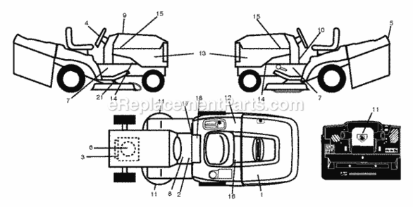 Decals Diagram and Parts List for LT2316CMA2 2011-01 Husqvarna Lawn Tractor