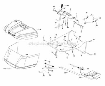 Bagger Diagram and Parts List for LT2316CM 96051000402 2012-08 Husqvarna Lawn Tractor