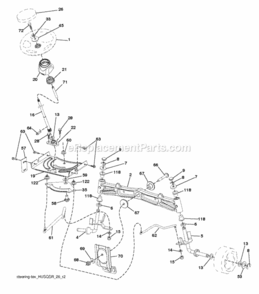 Steering Diagram and Parts List for LT2317CMA 96051002102 2012-08 Husqvarna Lawn Tractor