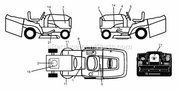 Decals Diagram and Parts List for LT2317CMA 96051002102 2012-08 Husqvarna Lawn Tractor