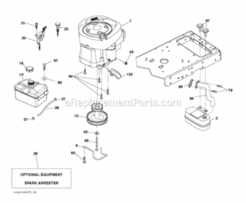 Engine Diagram and Parts List for LT2317CMA 96051002102 2012-08 Husqvarna Lawn Tractor