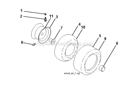 Wheels_Tires Diagram and Parts List for LT2323A2 96041026300 2012-01 Husqvarna Lawn Tractor