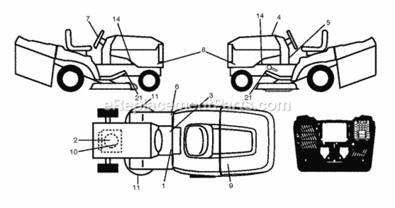 Decals Diagram and Parts List for LT2323CMA2 2012-02 Husqvarna Lawn Tractor