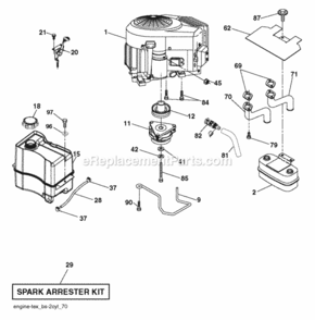 Engine Diagram and Parts List for LT2323CMA2 2012-02 Husqvarna Lawn Tractor
