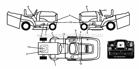 Decals Diagram and Parts List for LT2323CMA2 2012-03 Husqvarna Lawn Tractor