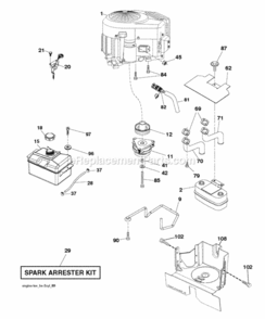 Engine Diagram and Parts List for LT2323CMA2 2012-03 Husqvarna Lawn Tractor