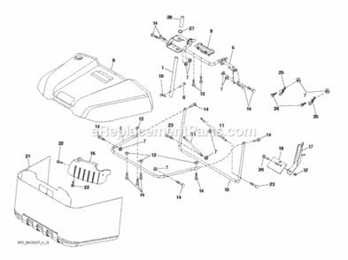 Bagger Diagram and Parts List for LZ11577HRB 2011-12 Husqvarna Lawn Tractor