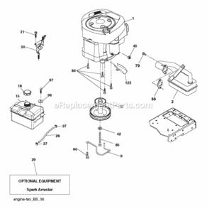 Engine Diagram and Parts List for LZ11577HRB 2011-12 Husqvarna Lawn Tractor