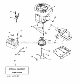 Engine Diagram and Parts List for LZ11577RB 2010-09 Husqvarna Lawn Tractor