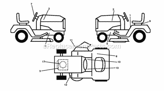 Decals Diagram and Parts List for LZ11577RB 2011-11 Husqvarna Lawn Tractor