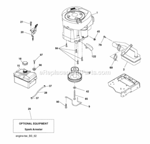Engine Diagram and Parts List for LZ11577RB 2011-11 Husqvarna Lawn Tractor