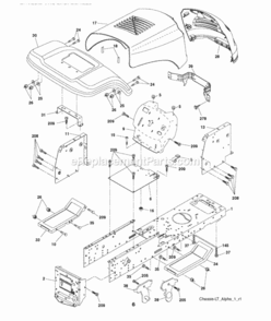 Chassis_Enclosures Diagram and Parts List for LZ11597 2011-11 Husqvarna Lawn Tractor