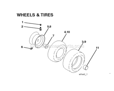 Wheels_Tires Diagram and Parts List for LZ12597AK 2010-09 Husqvarna Lawn Tractor
