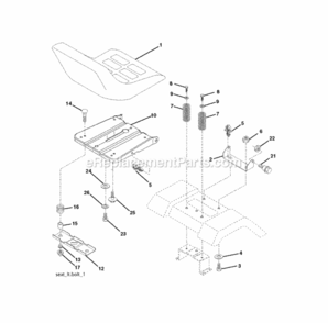 Seat Diagram and Parts List for LZ12597AK 2010-09 Husqvarna Lawn Tractor