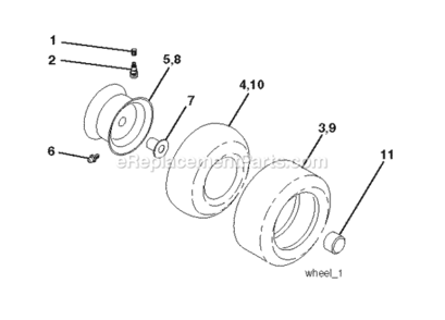 Wheels_Tires Diagram and Parts List for LZ12597RB 2010-09 Husqvarna Lawn Tractor
