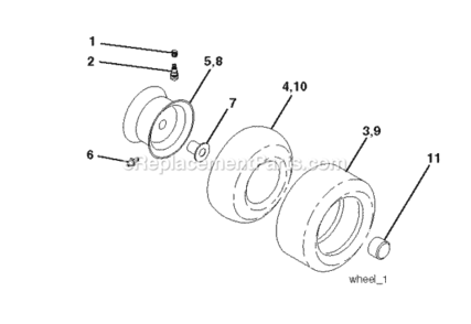 Wheels_Tires Diagram and Parts List for LZ145H97RBK 2012-11 Husqvarna Lawn Tractor