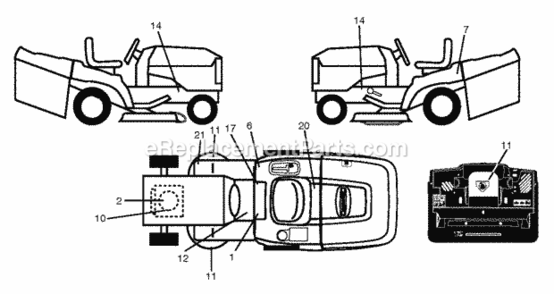 Decals Diagram and Parts List for LZ145H97RBK 2012-11 Husqvarna Lawn Tractor