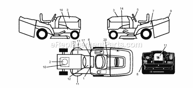 Decals Diagram and Parts List for LZ145H97 2011-11 Husqvarna Lawn Tractor