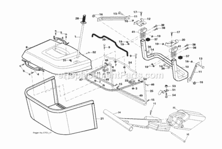 Bagger Diagram and Parts List for LZ175H107RBK 2012-11 Husqvarna Lawn Tractor