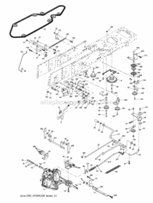Drive Diagram and Parts List for LZ20H107RBK 2012-11 Husqvarna Lawn Tractor