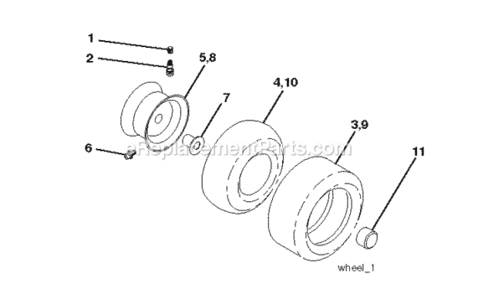 Wheels_Tires Diagram and Parts List for LZ20H107 2011-11 Husqvarna Lawn Tractor