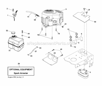 Engine Diagram and Parts List for LZ20H107 2011-11 Husqvarna Lawn Tractor