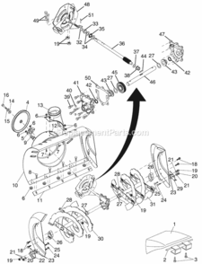 Auger_HousingImpeller_Assembly Diagram and Parts List for P10530ESA 2002 Husqvarna Snow Blower