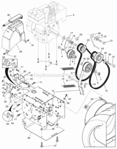 ChassisEnginePulleys Diagram and Parts List for P10530ESA 2002 Husqvarna Snow Blower