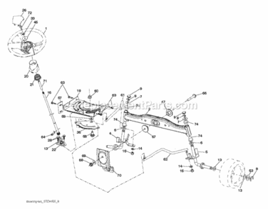 Steering Diagram and Parts List for P11577RB 2011-08 Husqvarna Lawn Tractor