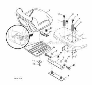 Seat Diagram and Parts List for P11577RB 2011-08 Husqvarna Lawn Tractor