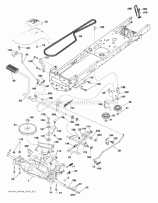 Drive Diagram and Parts List for P11577 2011-08 Husqvarna Lawn Tractor