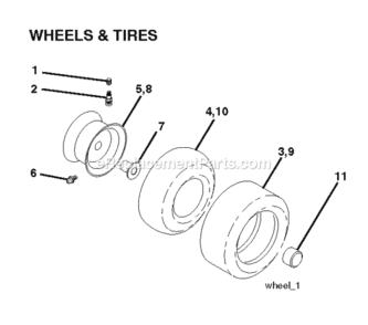 Page J Diagram and Parts List for P11597 2010-09 Husqvarna Lawn Tractor