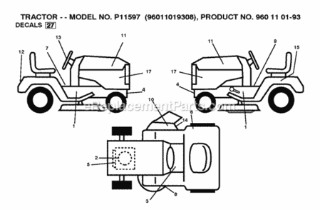 Page B Diagram and Parts List for P11597 2010-09 Husqvarna Lawn Tractor