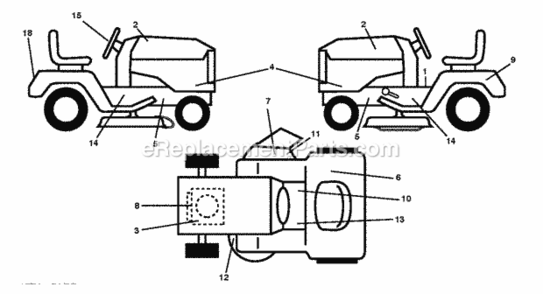 Page B Diagram and Parts List for P125107H 2010-09 Husqvarna Lawn Tractor