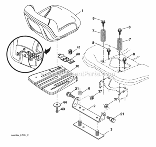 Page H Diagram and Parts List for P125107H 2010-09 Husqvarna Lawn Tractor