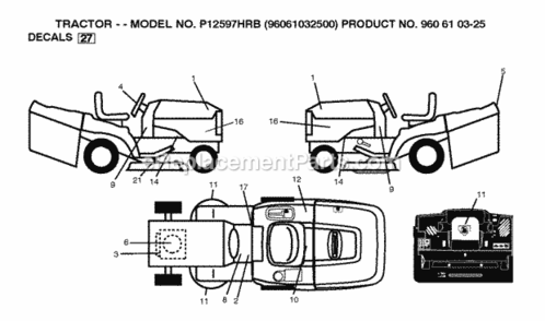 Page C Diagram and Parts List for P12597HRB 2010-09 Husqvarna Lawn Tractor