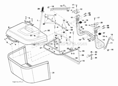 Bagger Diagram and Parts List for P145107HRB 2011-08 Husqvarna Lawn Tractor