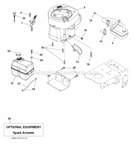 Engine Diagram and Parts List for P145107HRB 2011-08 Husqvarna Lawn Tractor