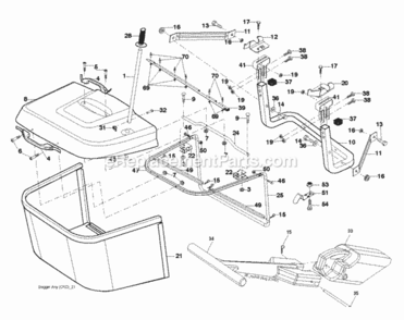 Bagger Diagram and Parts List for P185107HRB 2011-08 Husqvarna Lawn Tractor