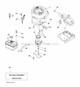 Page E Diagram and Parts List for P185117H 2010-09 Husqvarna Lawn Tractor