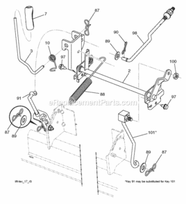 Mower_Lift__Deck_Lift Diagram and Parts List for P185117H 2011-08 Husqvarna Lawn Tractor