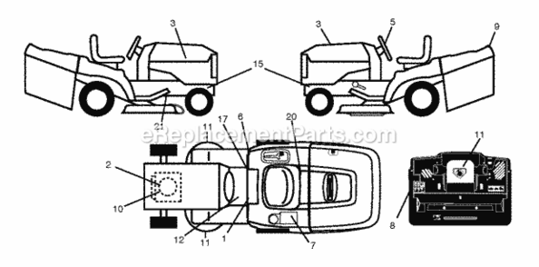 Decals Diagram and Parts List for P200107HRB 2010-09 Husqvarna Lawn Tractor