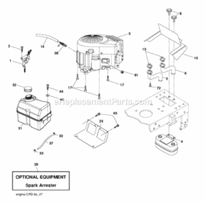Engine Diagram and Parts List for P200107HRB 2010-09 Husqvarna Lawn Tractor