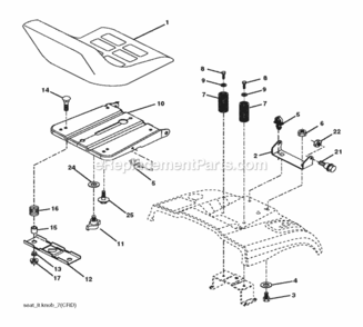 Seat Diagram and Parts List for P200107HRB 2010-09 Husqvarna Lawn Tractor