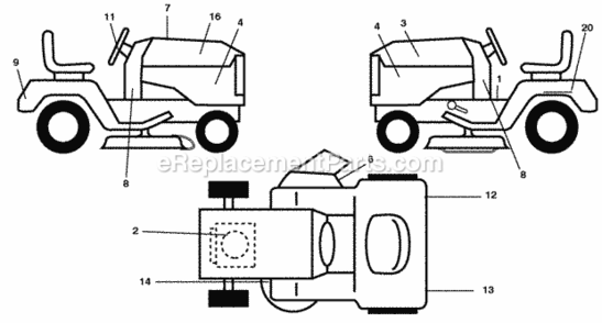 Page B Diagram and Parts List for PB195H42LT 2008-01 Husqvarna Lawn Tractor