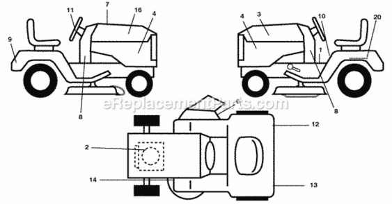 Page B Diagram and Parts List for PB195H42LT 96042003600 Poulan Lawn Tractor